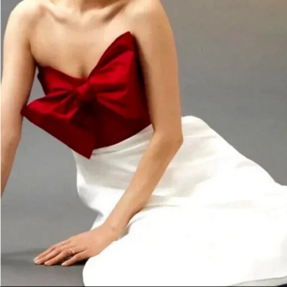 Anthropologie Hutch 2 NWT Red Bow-Tie Maxi Dress Gown Holiday Cocktail Party - Picture 2 of 9